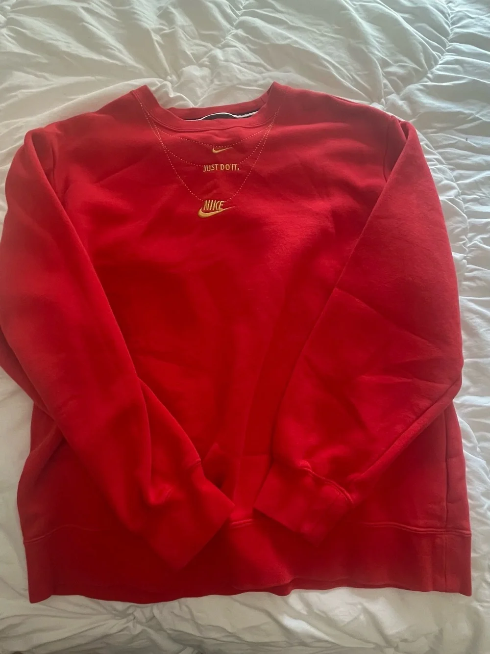 Nike Red Crewneck Sweatshirt with Gold Logo